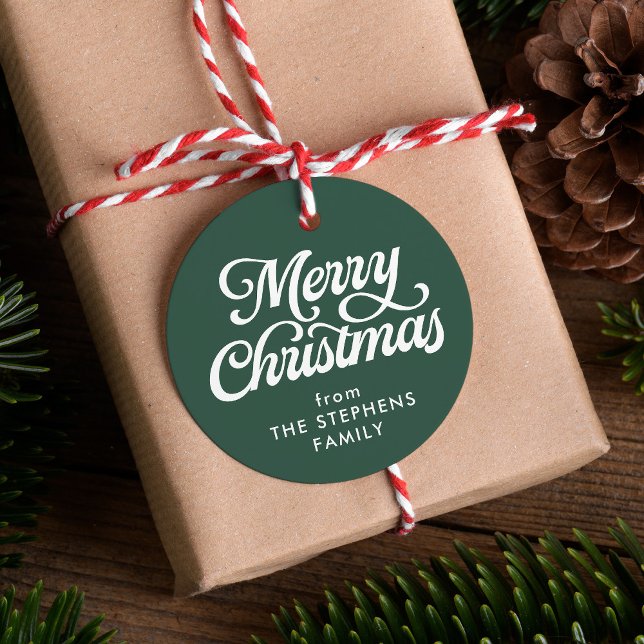 Frohe Weihnachten klassische grüne Weihnachtsgesch Geschenkanhänger (Von Creator hochgeladen)