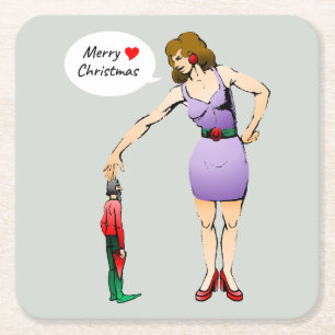 Frohe Weihnachten kleiner Elf Rechteckiger Pappuntersetzer