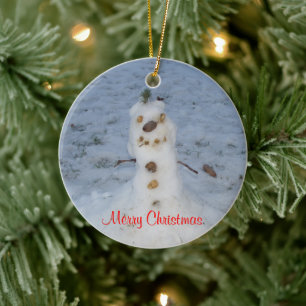 Frohe Weihnachten kleiner Schneemann Jahr Keramik Ornament