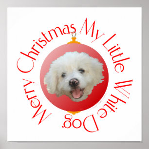 Frohe Weihnachten Kleiner Weißer Hund Poster