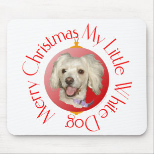 Frohe Weihnachten Kleiner Weißer Hund Pudel / Bich Mousepad