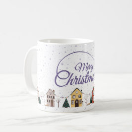 Frohe Weihnachten Kleines Haus Lila Sternennacht Kaffeetasse