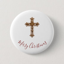 Frohe Weihnachten Knopf - Kreuz