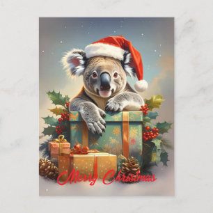 Frohe Weihnachten Koala mit Geschenken und Stechpa