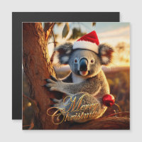 Frohe Weihnachten Koala sitzt in Eukalyptusbaum
