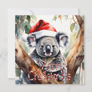 Frohe Weihnachten Koala sitzt in Gumtree Karte
