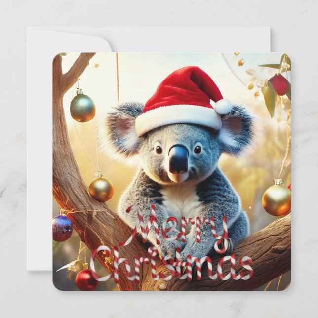 Frohe Weihnachten Koala Weihnachtsmannmütze Gumtre (Vorderseite)