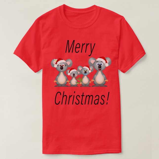 Frohe Weihnachten Koala weiß T-Shirt (Design vorne)