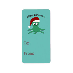 Frohe Weihnachten Krake Adressaufkleber