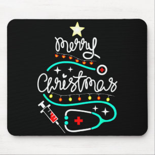 Frohe Weihnachten Krankenschwester Arzt Stethoskop Mousepad