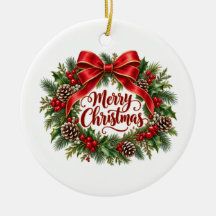 Frohe Weihnachten Kranz Runde Keramik-Weihnachtsba