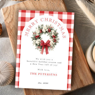 Frohe Weihnachten Kranz rustikal rote Gingham-Feie