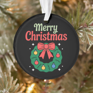 Frohe Weihnachten Kranzschleifen-Ornamente Feierta Ornament