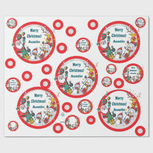 Frohe Weihnachten Kreis aus beliebten Weihnachtssy Geschenkpapier