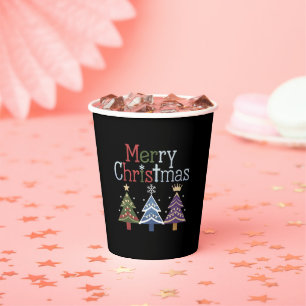 Frohe Weihnachten Kreuz Xmas Baum Retro Pappbecher