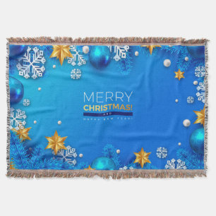 Frohe Weihnachten Kugeln Schneeflocken Sterne Blau Decke