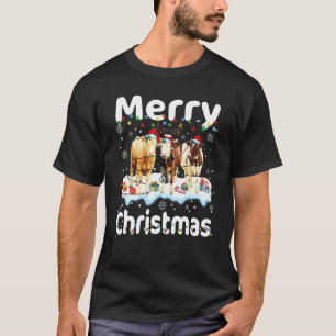 Frohe Weihnachten Kuh Bauer Weihnachtsmann Hut Xma T-Shirt