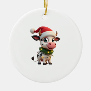 Frohe Weihnachten Kuh Santa Weihnachtsbeleuchtung  Keramik Ornament