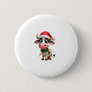 Frohe Weihnachten Kuh Santa Weihnachtslichter Kuh  Button