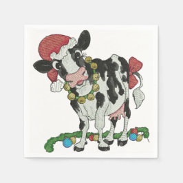 Frohe Weihnachten! Kuh-Themed Christmas Napkins Serviette