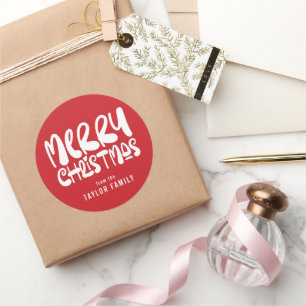 Frohe Weihnachten kühne moderne Texte Personalisie Runder Aufkleber