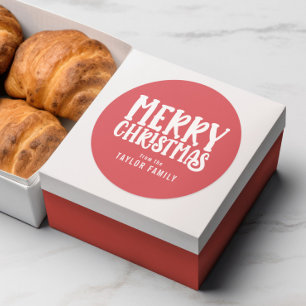 Frohe Weihnachten kühne moderne Texte Personalisie Runder Aufkleber