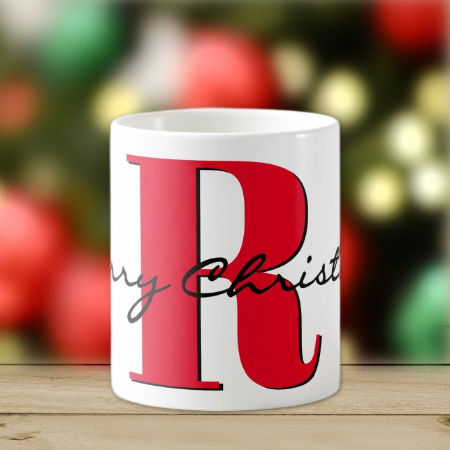 Frohe Weihnachten kühne Red Initial 11oz Classic Kaffeetasse (Von Creator hochgeladen)