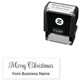 Frohe Weihnachten Kursive Schrift vom Firmennamen Permastempel