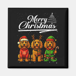 Frohe Weihnachten Labradoodle Rentier Elf Santa Hu Magnet