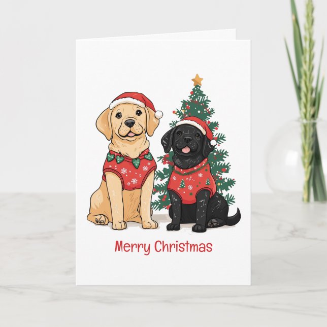 Frohe Weihnachten Labrador Retriever Hunde (Vorderseite)