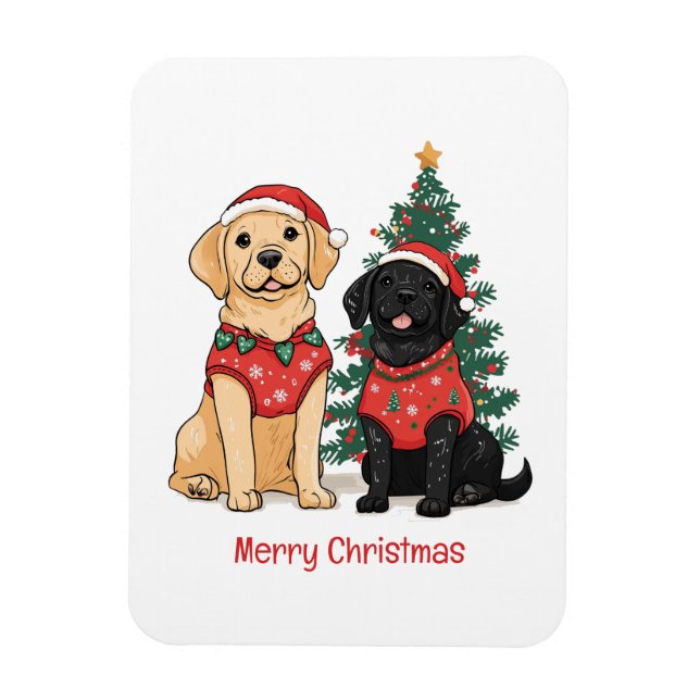 Frohe Weihnachten Labrador Retriever Hunde Magnet (Vertikal)