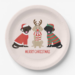 Frohe Weihnachten Labrador Retriever Hunde Pappteller