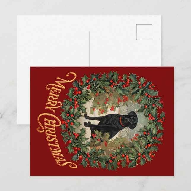 Frohe Weihnachten Labrador Retriever Postkarte (Vorne/Hinten)
