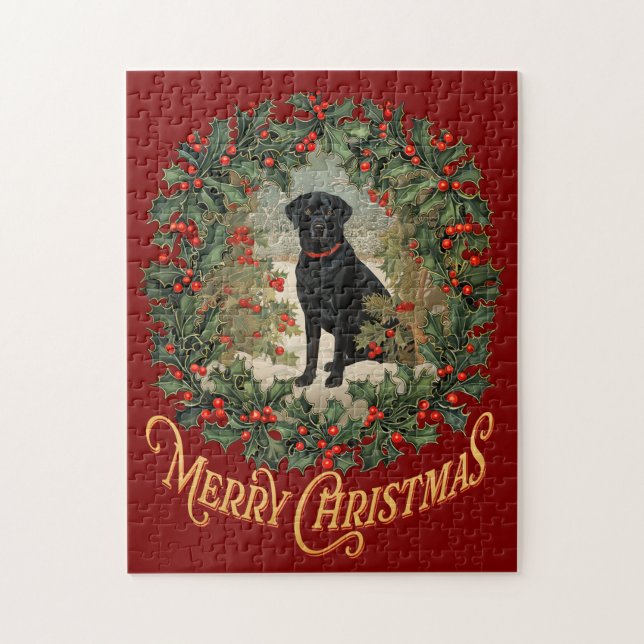 Frohe Weihnachten Labrador Retriever Puzzle (Vertikal)