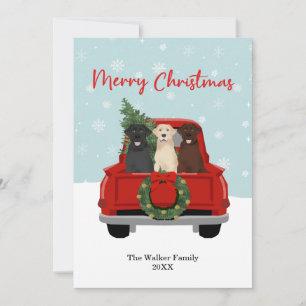 Frohe Weihnachten Labradors Red Christmas Truck