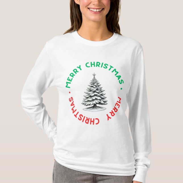 Frohe Weihnachten Langarm T-Shirt (Vorderseite)