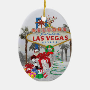 Frohe Weihnachten Las Vegas Santa Ornament