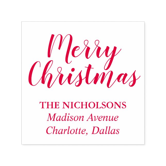 Frohe Weihnachten Lässig Red Script Holiday Permastempel (Design)