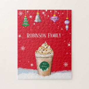 Frohe Weihnachten Latte Mit Vintage-Ornament Namen Puzzle