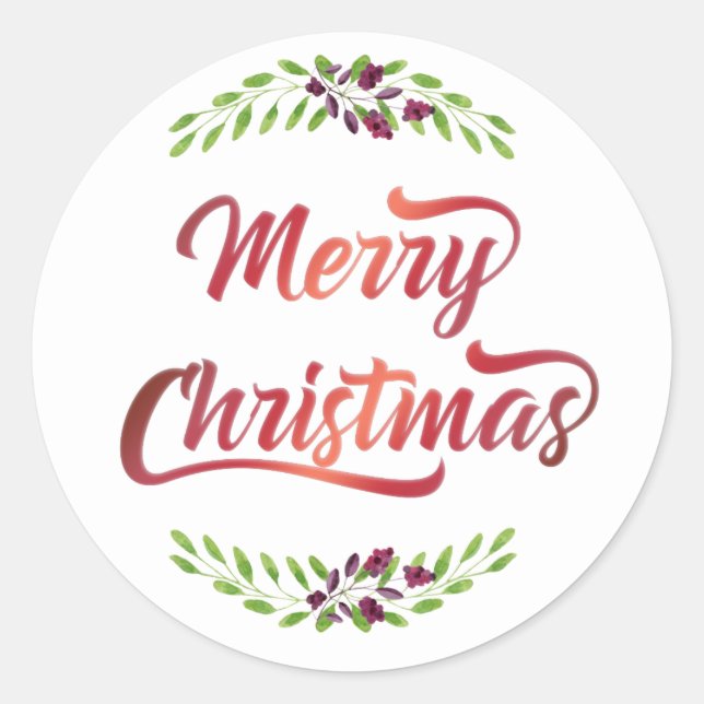 Frohe Weihnachten Laurels Red ID293 Runder Aufkleber (Vorderseite)