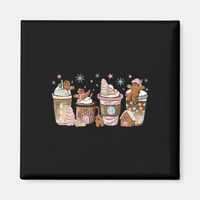 Frohe Weihnachten Lebkuchen Kaffee Cups Lat Magnet (Vorne)