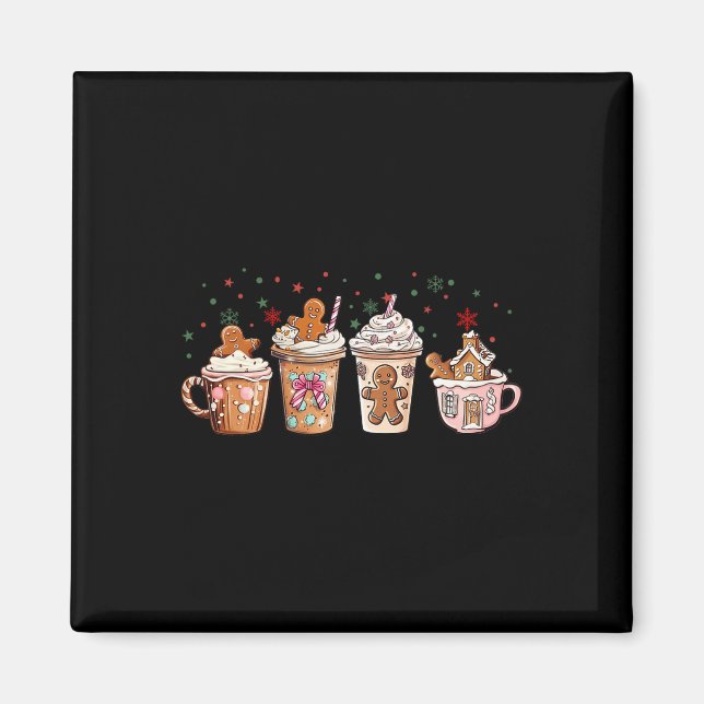 Frohe Weihnachten Lebkuchen Kaffee Cups Lat Magnet (Vorne)