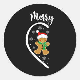 Frohe Weihnachten Lebkuchen-Paar Weihnachts-Pyjama Runder Aufkleber