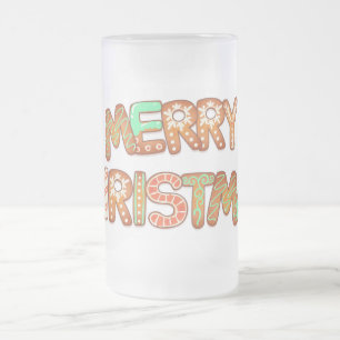 Frohe Weihnachten Lebkuchen-Typografie Mattglas Bierglas