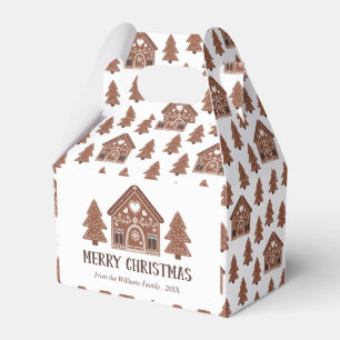 Frohe Weihnachten Lebkuchenhäuschen & Bäume Geschenkschachtel
