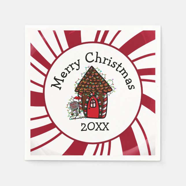 Frohe Weihnachten Lebkuchenhäuschen Serviette (Vorderseite)