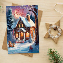 Frohe Weihnachten Lebkuchenhäuschen Urlaubskarte