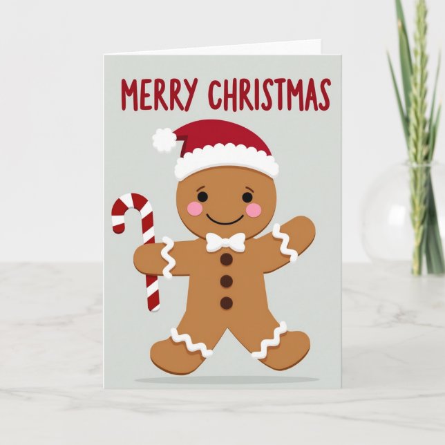 Frohe Weihnachten Lebkuchenmann Karte (Vorderseite)