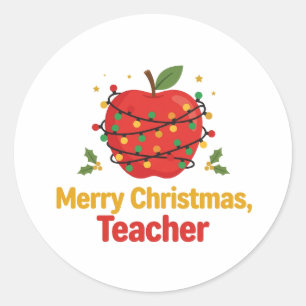 Frohe Weihnachten Lehrer Ornamente Runder Aufkleber