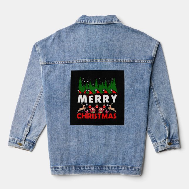 Frohe Weihnachten Leinwand Christlich Weihnachten  Jeansjacke (Rückseite)
